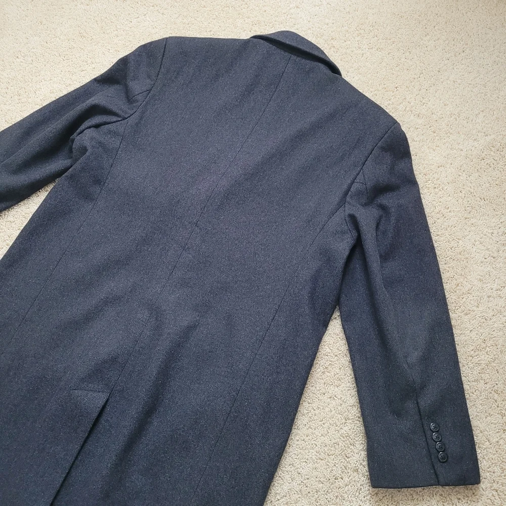 London Fog Men's 46R Wool Blend Gray Long Dress Coat Overcoat Topcoat Career